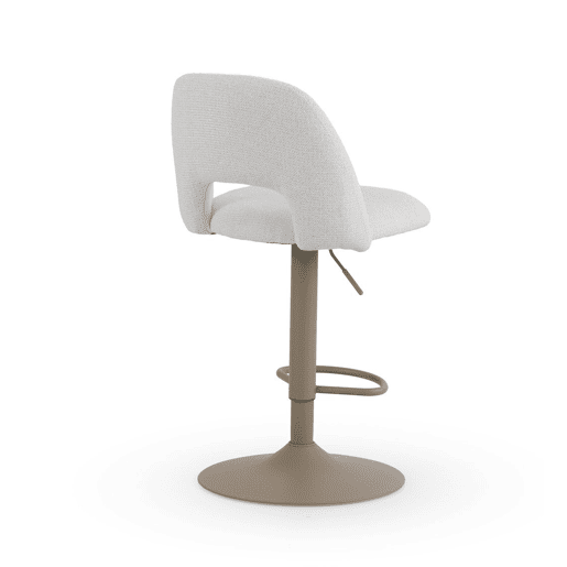 Pacote com 2 banquetas, estofadas em chenille creme e com pés de metal cinza