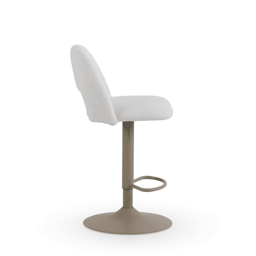 Pacote com 2 banquetas, estofadas em chenille creme e com pés de metal cinza