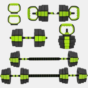 SPORTNOW Conjunto de Halteres Ajustáveis 4 em 1 25 kg Conjunto de Pesos Utilizado como Kettlebell Barra Halteres ou Suporte para Flexões Equipamento de Fitness para Homens e Mulheres Ginásio em Casa