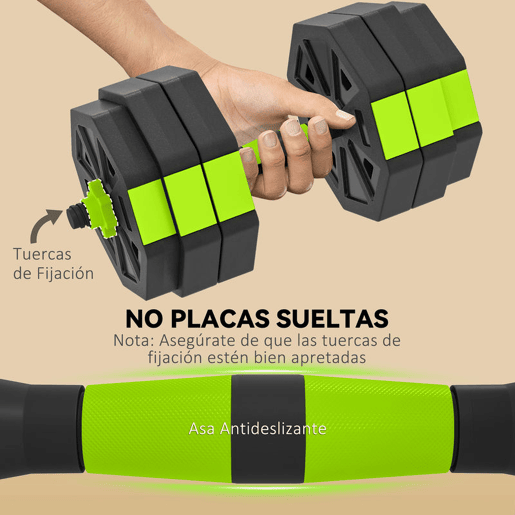 SPORTNOW Conjunto de Halteres Ajustáveis 4 em 1 25 kg Conjunto de Pesos Utilizado como Kettlebell Barra Halteres ou Suporte para Flexões Equipamento de Fitness para Homens e Mulheres Ginásio em Casa