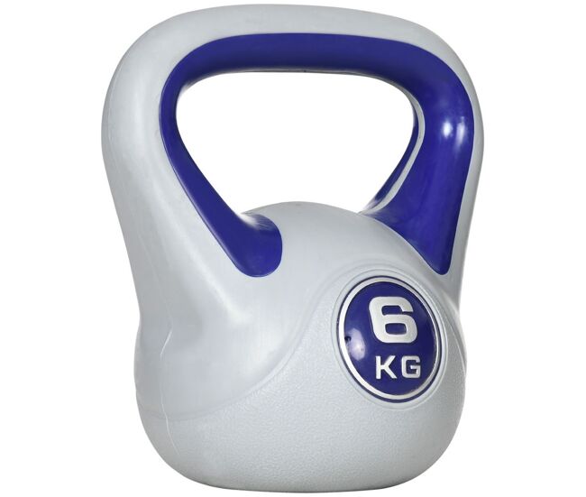 Sportnow pesa rusa 6 kg, kettlebell revestimiento de pu y relleno de arena, mango ancho, para entrenamiento culturismo, en casa, gimnasio, violeta y gris