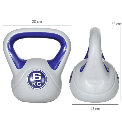 SPORTNOW Kettlebell 6 kg Peso Russo com Revestimento de PU e Enchimento de Areia para Treinamento em Casa Ginásio 20x13x22 cm Roxo e Cinza