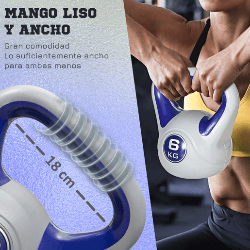 SPORTNOW Kettlebell 6 kg Peso Russo com Revestimento de PU e Enchimento de Areia para Treinamento em Casa Ginásio 20x13x22 cm Roxo e Cinza