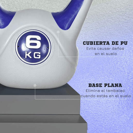 SPORTNOW Kettlebell 6 kg Peso Russo com Revestimento de PU e Enchimento de Areia para Treinamento em Casa Ginásio 20x13x22 cm Roxo e Cinza
