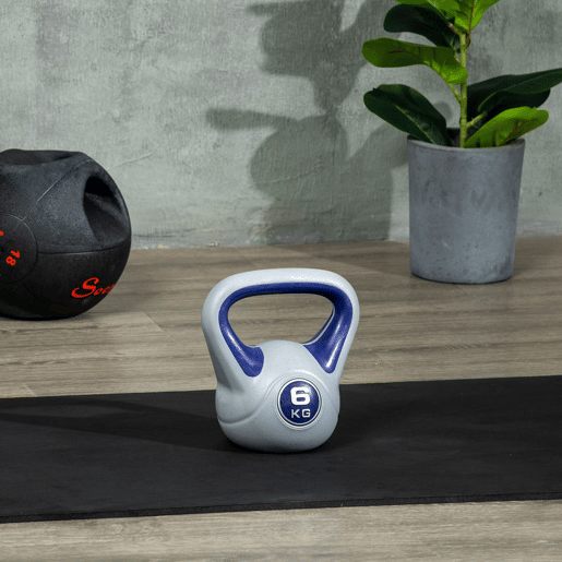 SPORTNOW Kettlebell 6 kg Peso Russo com Revestimento de PU e Enchimento de Areia para Treinamento em Casa Ginásio 20x13x22 cm Roxo e Cinza
