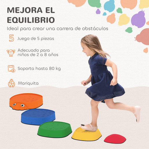 AIYAPLAY Conjunto de Pedras de Equilíbrio Empilháveis para Crianças de 5 Peças Jogo de Equilíbrio para Crianças acima dos 2 Anos Forma de Joaninha Antiderrapantes para Interior e Exterior Multicolor
