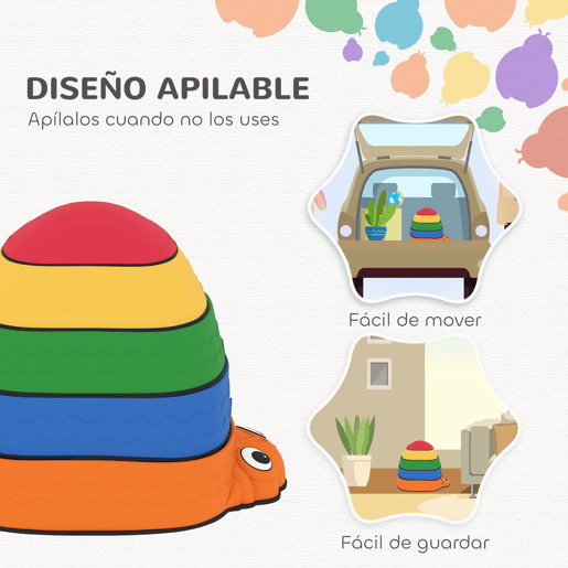 AIYAPLAY Conjunto de Pedras de Equilíbrio Empilháveis para Crianças de 5 Peças Jogo de Equilíbrio para Crianças acima dos 2 Anos Forma de Joaninha Antiderrapantes para Interior e Exterior Multicolor