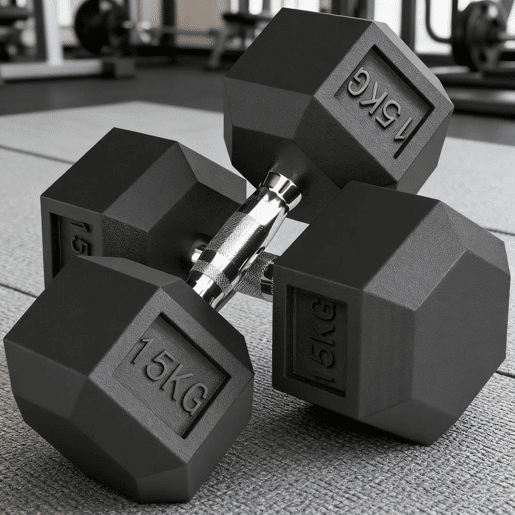 HOMCOM Conjunto de 2 Halteres Hexagonais de 15 kg (30 kg Total) com Pega Metálica Anti-Deslizante Pesos para Treino em Casa ou no Ginásio Estável Preto e Prateado