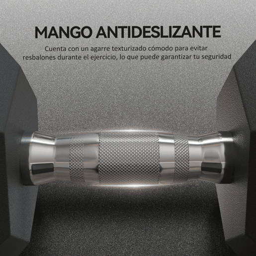 HOMCOM Conjunto de 2 Halteres Hexagonais de 15 kg (30 kg Total) com Pega Metálica Anti-Deslizante Pesos para Treino em Casa ou no Ginásio Estável Preto e Prateado