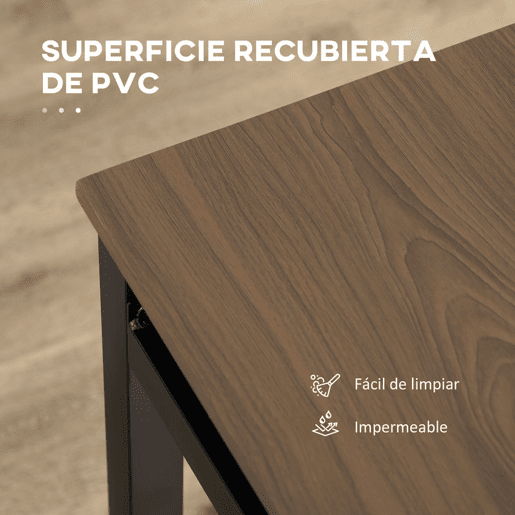 HOMCOM Conjunto de Mesa e Cadeiras de Refeição Mesa de Cozinha Retangular com 4 Cadeiras Estilo Moderno Estrutura Metálica para Espaços Pequenos Castanho Escuro e Preto