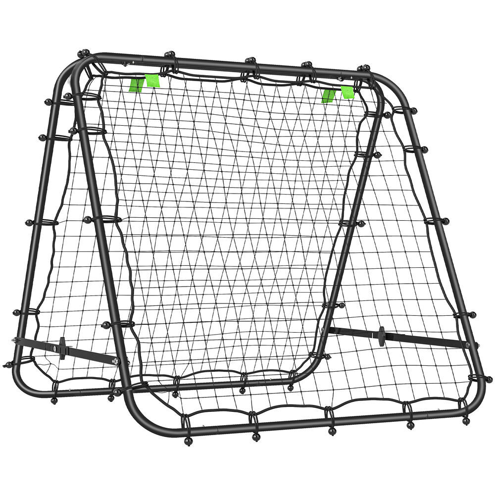 Homcom red de rebote plegable de doble cara, reboteador de fútbol ángulo ajustable de 5 niveles, con tubo de acero, fácil de instalar, entrenamiento de fútbol, tenis, béisbol, 100x95x90 cm, negro