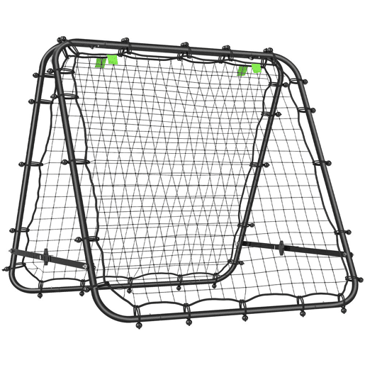 HOMCOM Rede de Rebote Dobrável para Treino Desportivo Ajustável em 5 Níveis de Ângulo com Tubo de Aço para Futebol Ténis e Basebol 100x95x90 cm Preto
