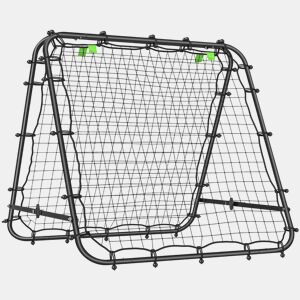 HOMCOM Rede de Rebote Dobrável para Treino Desportivo Ajustável em 5 Níveis de Ângulo com Tubo de Aço para Futebol Ténis e Basebol 100x95x90 cm Preto