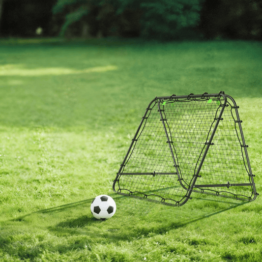 HOMCOM Rede de Rebote Dobrável para Treino Desportivo Ajustável em 5 Níveis de Ângulo com Tubo de Aço para Futebol Ténis e Basebol 100x95x90 cm Preto
