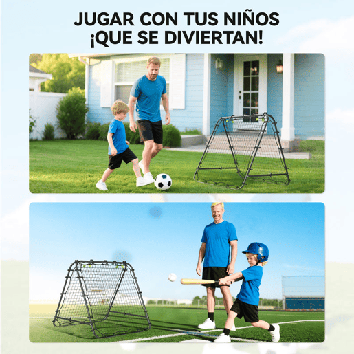 HOMCOM Rede de Rebote Dobrável para Treino Desportivo Ajustável em 5 Níveis de Ângulo com Tubo de Aço para Futebol Ténis e Basebol 100x95x90 cm Preto