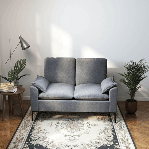 HOMCOM Sofá de 2 Lugares Revestido em Veludo Sofá Moderno com Pés de Metal Apoios de Braços Acolchoados para Sala Quarto Escritório 130x77x84 cm Cinza