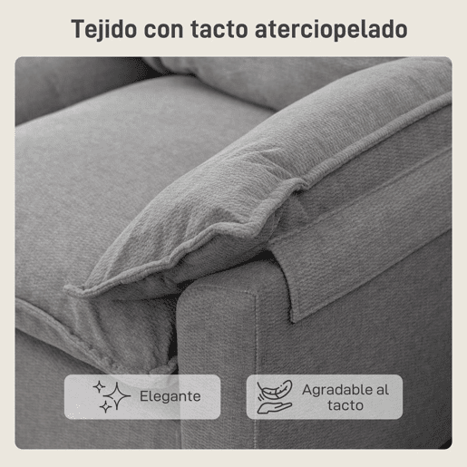 HOMCOM Sofá de 2 Lugares Revestido em Veludo Sofá Moderno com Pés de Metal Apoios de Braços Acolchoados para Sala Quarto Escritório 130x77x84 cm Cinza