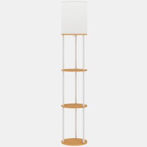 HOMCOM Candeeiro de Pé com Prateleiras Candeeiro com 3 Temperaturas de Cor Controlo Remoto Casquilho E27 para Sala de Estar Quarto Escritório Ø29x158 cm Madeira