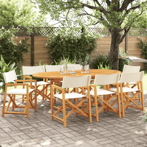 8 pcs cadeiras de jardim - Cadeiras de exterior dobráveis tecido branco nata