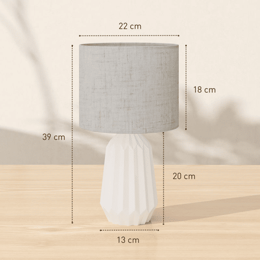 HOMCOM Candeeiro de Mesa com Base de Cerâmica e Ecrã de Linho Candeeiro de Mesa de Cabeceira Estilo Retro com Interruptor para Quarto Sala E27 40W Ø22x39 cm Branco e Bege