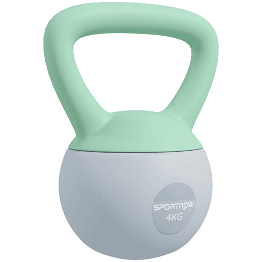 SPORTNOW Kettlebell de 4 kg Pesa Russa Preenchida de Areia Metálica e Alça Antiderrapante para Treino de Musculação em Casa Ginásio 19x15x25 cm Verde