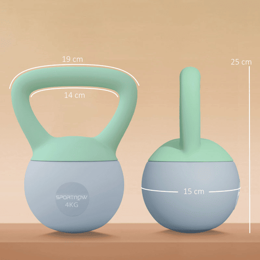 SPORTNOW Kettlebell de 4 kg Pesa Russa Preenchida de Areia Metálica e Alça Antiderrapante para Treino de Musculação em Casa Ginásio 19x15x25 cm Verde