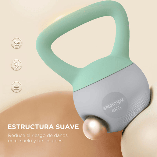 SPORTNOW Kettlebell de 4 kg Pesa Russa Preenchida de Areia Metálica e Alça Antiderrapante para Treino de Musculação em Casa Ginásio 19x15x25 cm Verde