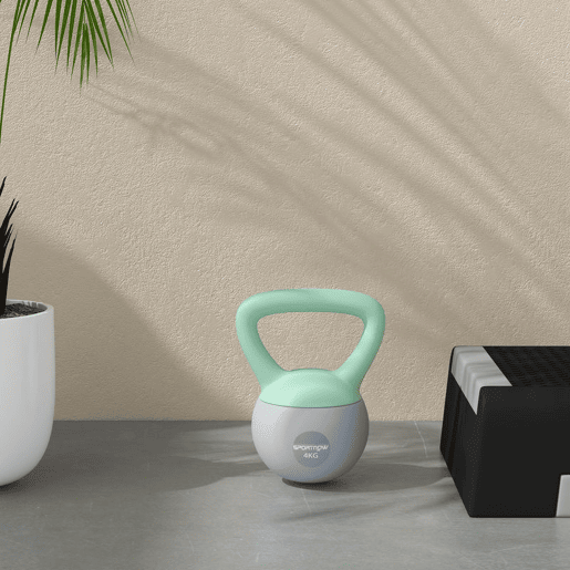 SPORTNOW Kettlebell de 4 kg Pesa Russa Preenchida de Areia Metálica e Alça Antiderrapante para Treino de Musculação em Casa Ginásio 19x15x25 cm Verde