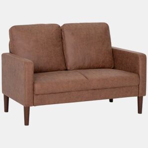 HOMCOM Sofá de 2 Lugares Estofado em Microfibra Sofá Moderno com Pés de Madeira Apoio de Braços para Sala Quarto Escritório Sala de Estar 130x78x85 cm Castanho