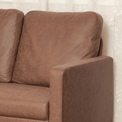 HOMCOM Sofá de 2 Lugares Estofado em Microfibra Sofá Moderno com Pés de Madeira Apoio de Braços para Sala Quarto Escritório Sala de Estar 130x78x85 cm Castanho