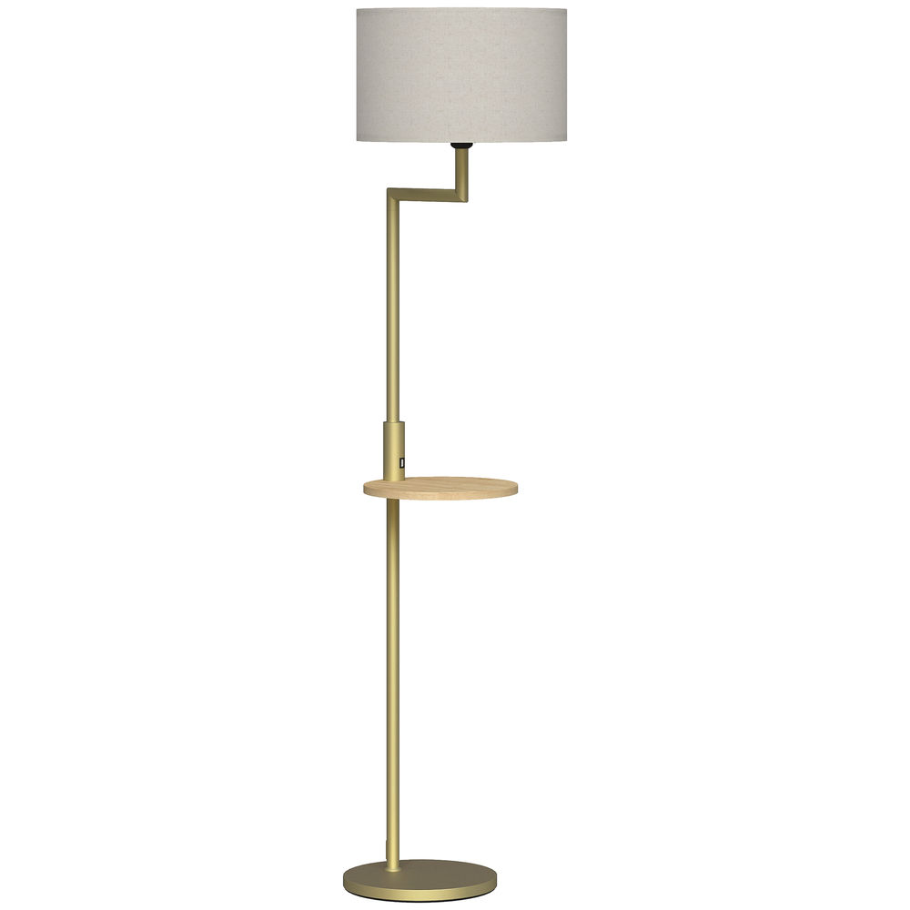 Lámpara de Pie Acero, Lino Sintético HOMCOM, hogar - iluminación