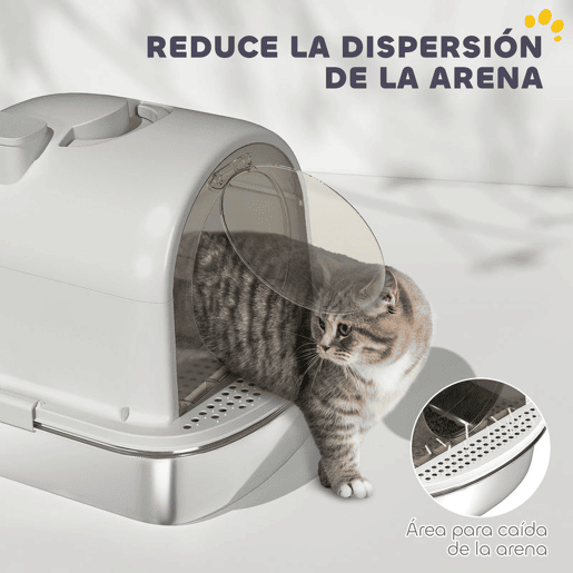 PawHut Caixa de Areia para Gatos em Aço Inoxidável com Tampa Caixa de Areia com Bolsa Desodorizante e Pá Fácil de Limpar 52,4x41,3x39,9 cm Cinzento