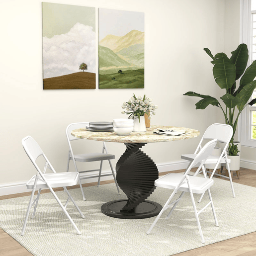 HOMCOM Conjunto de 4 Cadeiras Dobráveis Cadeiras Dobráveis com Encosto e Estrutura de Aço para Sala de Estar Escritório Estúdio 45x46x78 cm Branco