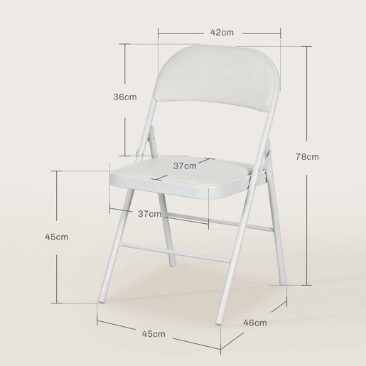 HOMCOM Conjunto de 4 Cadeiras Dobráveis Cadeiras Dobráveis com Encosto e Estrutura de Aço para Sala de Estar Escritório Estúdio 45x46x78 cm Branco