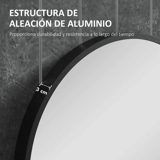 HOMCOM Espelho Casa de Banho Ovalado 60x90 cm Espelho Decorativo de Parede com Estrutura de Alumínio para Sala de Estar Entrada Corredor Horizontal ou Vertical Preto