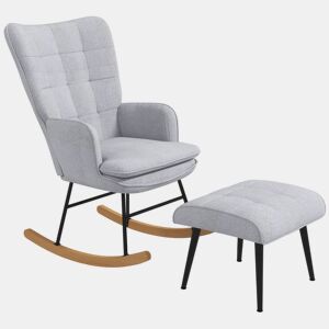 HOMCOM Conjunto de Poltrona Baloiço com Apoio para os Pés Poltrona Relax com Almofada Acolchoada e Anti-Tombo Carga 130 kg Sala de Estar Dormitório 64x89x90 cm Cinzento