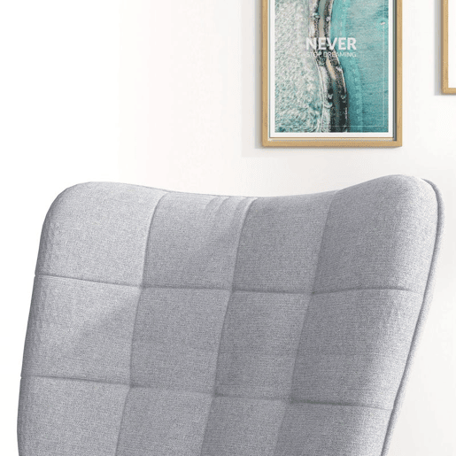 HOMCOM Conjunto de Poltrona Baloiço com Apoio para os Pés Poltrona Relax com Almofada Acolchoada e Anti-Tombo Carga 130 kg Sala de Estar Dormitório 64x89x90 cm Cinzento