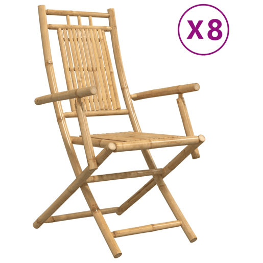 Cadeiras de jardim - Cadeiras de exterior dobráveis 8 pcs 53x66x99 cm bambu