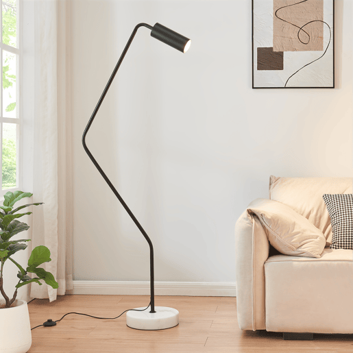 Candeeiro de pé Vatka 1xGU10 9W metal preto  mármore, branco lux.pro