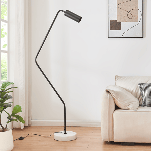 Candeeiro de pé Vatka 1xGU10 9W metal preto  mármore, branco lux.pro