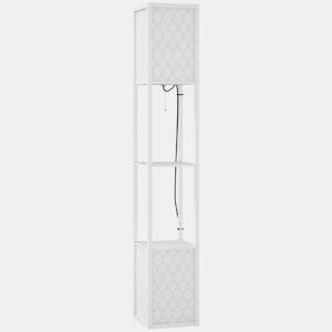 HOMCOM Candeeiro de Pé de Madeira Candeeiro de Pé com Estantes Lâmpada E27 Máx. 40W com Interruptor para Sala de Estar Dormitório Escritório 26x26x156 cm Branco