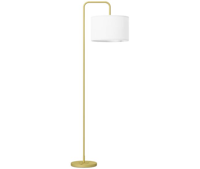 Homcom lámpara de pie moderna, lámpara de lectura de pie 40 w con pantalla de lino sintético desmontable, interruptor de pie y marco de acero, para