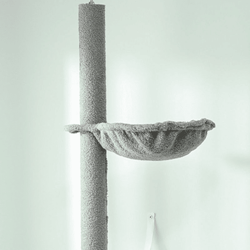 PawHut Arranhador para Gatos de Chão a Teto Altura Ajustável de 220-240 cm Torre para Gatos com Rede Plataformas em Flor Cavernas Rampa e Bola Cinza Claro