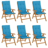Cadeiras de jardim - Cadeiras de exterior reclináveis c almofadões 6 pcs teca maciça