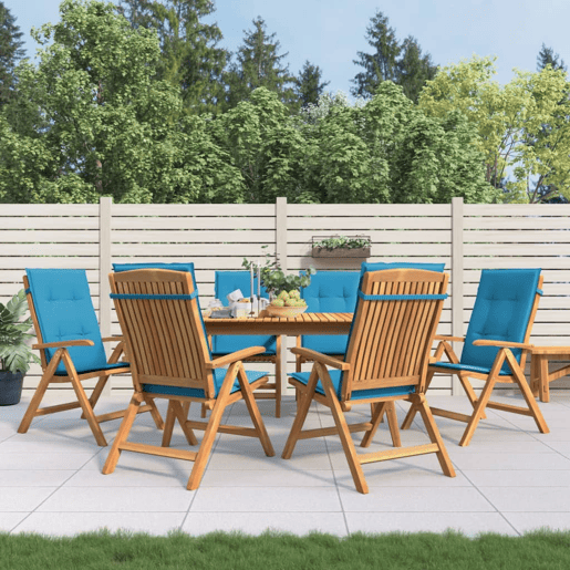 Cadeiras de jardim - Cadeiras de exterior reclináveis c almofadões 6 pcs teca maciça Cadeiras de jardim - Cadeiras de exterior reclináveis c almofadões 6 pcs teca maciça