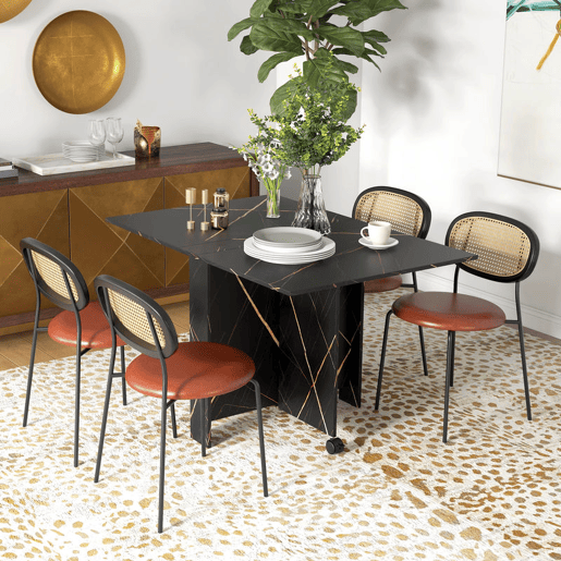 HOMCOM Mesa de Sala de Jantar Dobrável com Rodas Mesa Multifuncional para Sala de Jantar com 3 Formas 120x80x73cm Preto