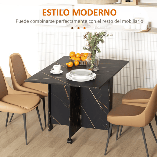 HOMCOM Mesa de Sala de Jantar Dobrável com Rodas Mesa Multifuncional para Sala de Jantar com 3 Formas 120x80x73cm Preto