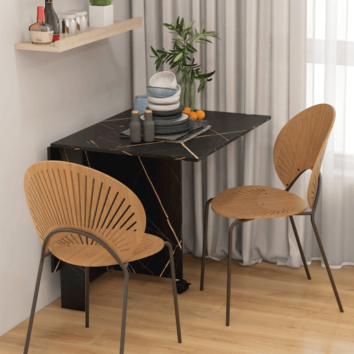 HOMCOM Mesa de Sala de Jantar Dobrável com Rodas Mesa Multifuncional para Sala de Jantar com 3 Formas 120x80x73cm Preto