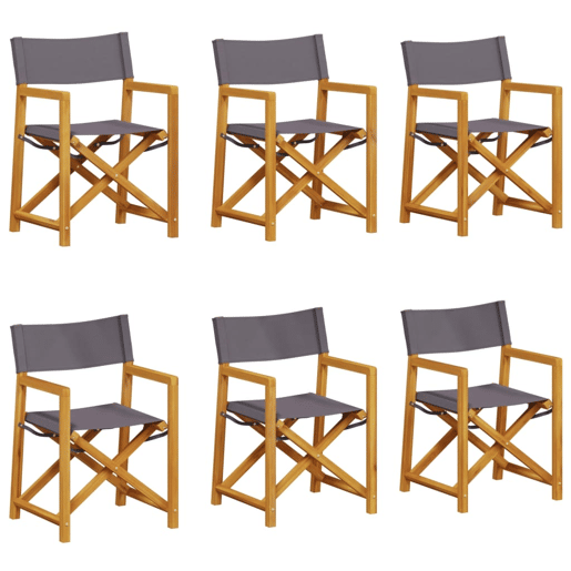 6 pcs cadeiras de jardim - Cadeiras de exterior dobráveis tecido cinzento-escuro