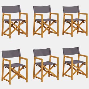 6 pcs cadeiras de jardim - Cadeiras de exterior dobráveis tecido cinzento-escuro